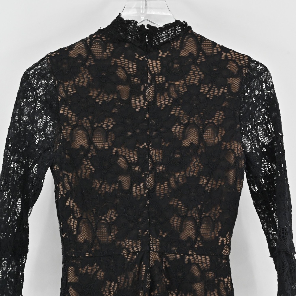ALEXIS Womens Jing Black Lace Pattern Romper Size XS Mock Neck 3/4 Sleeve Chic - Picture 14 of 15